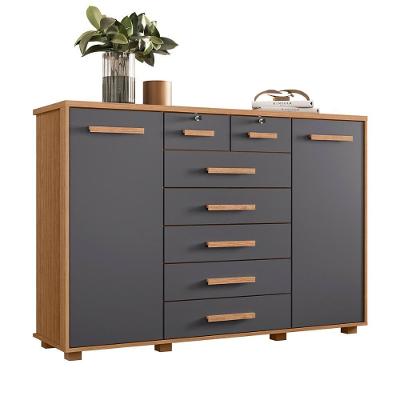 Cômoda Quarto Fontana Com 7 Gavetas E 2 Portas Freijo/Titanium