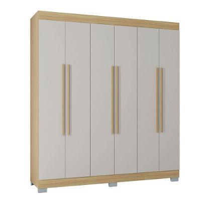 Guarda Roupa Barcelona 6 Portas 2 Gavetas Poquema Damasco/off White