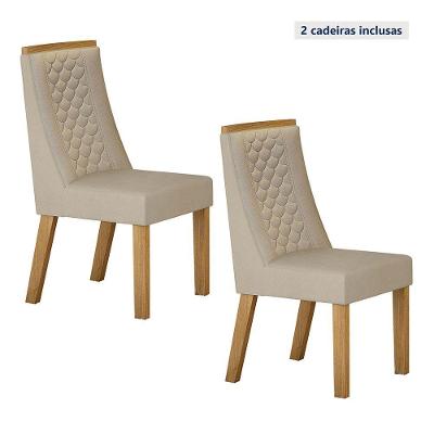Conjunto 2 Cadeiras Dora Valdemoveis Cinamomo/veludo Bege