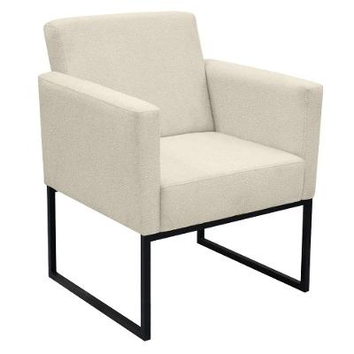 Poltrona Jade Conforto Aconchego Tecido Boucle Base Metálica Off White