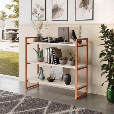 Aparador Milão Com 3 Prateleiras Klm Móveis Off White / Bronze