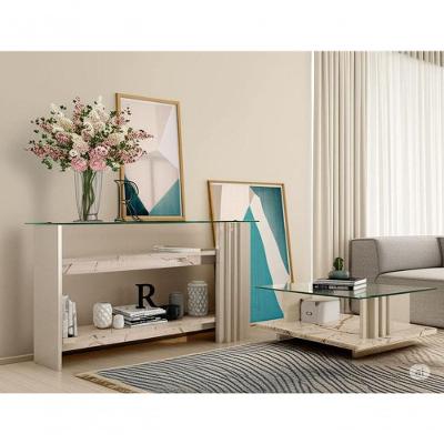 Conjunto Com Aparador E Mesa De Centro Nora Calacata Off-white