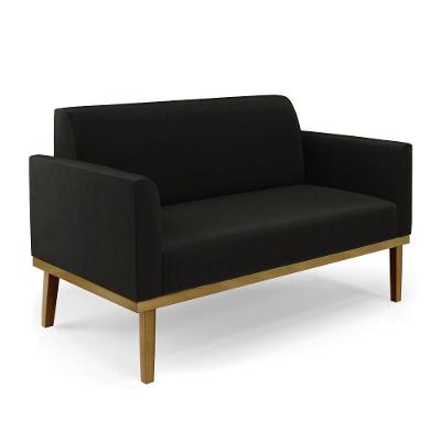 Sofá Namoradeira Base De Madeira Fixa Castanho Marisa Suede D03 - D?rossi Cor Preto
