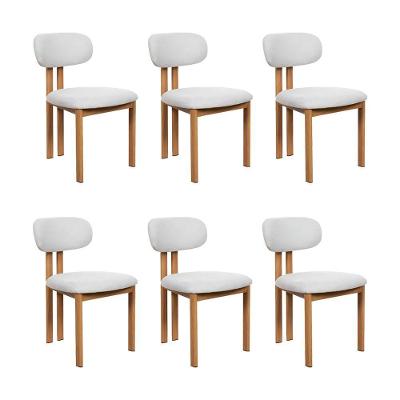 Kit 6 Cadeiras De Jantar Tulipa Estrutura Aço Carbono Laminado Natural Com Estofado Linho Cru
