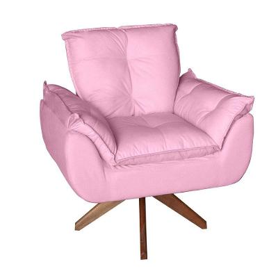 Poltrona/cadeira Decorativa Glamour Opala Com Base Giratória 30cm Em Madeira Rosê