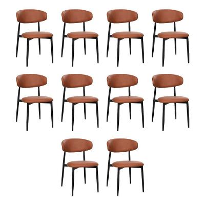 Kit 10 Cadeiras De Jantar Lucy Estrutura Aço Carbono Laminado Preto Com Estofado Poliuretano Caramel