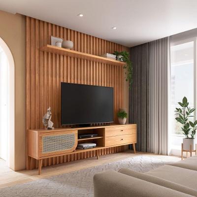 Painel 223,5cm + Rack Tela 220cm C/ 2 Gavetas E Porta Correr- Dalla Costa Freijó
