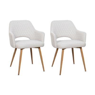 Kit 2 Cadeiras De Jantar Dakota Estrutura Aço Carbono Laminado Natural Com Estofado Linho Cru