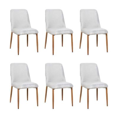Kit 6 Cadeiras De Jantar Montana Estrutura Aço Carbono Laminado Natural Com Estofado Linho Cru