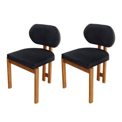 Conjunto Com 2 Cadeiras Madeira Nala Linho Preto/Imbuia Nat.