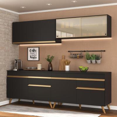 Cozinha Compacta Multimóveis Veneza Gb Fg3696 Com Armário E Balcão Preta