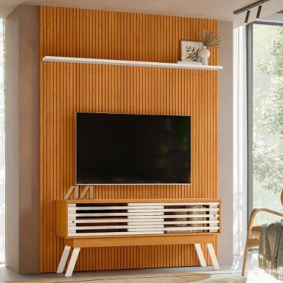 Conjunto Domo New Premium Painel C/ Rack E Rodízios Cinamomo/off-white