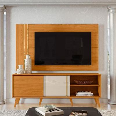 Conjunto Chronos Rack 2 Portas Com Painel Cinamomo/off-white Com Rack E Painel
