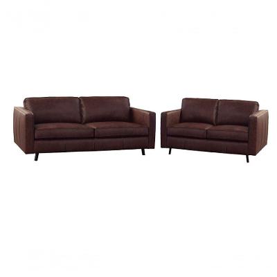 Conjunto Sofá De Couro Guarujá 3 E 2 Lugares Soft Tabaco - Mempra Design