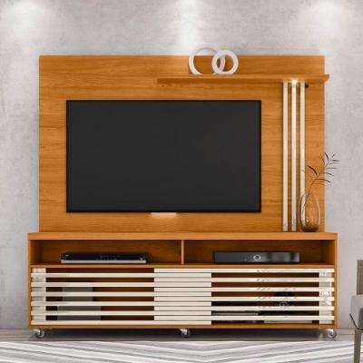 Conjunto Domo Painel C/ Rack E Rodízios Com Painel E Rack Cinamomo/off-white