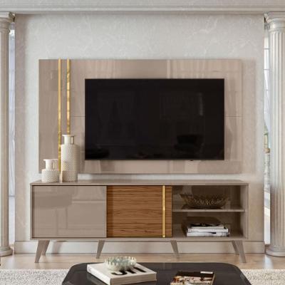 Conjunto Chronos Rack 2 Portas Com Painel Fendi/naturale Com Rack E Painel