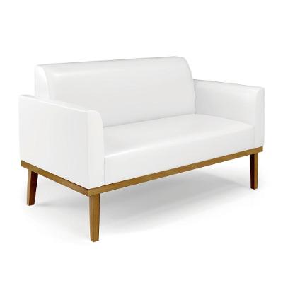 Sofá Namoradeira Base De Madeira Fixa Castanho Marisa Corano D03 - D?rossi Cor Branco