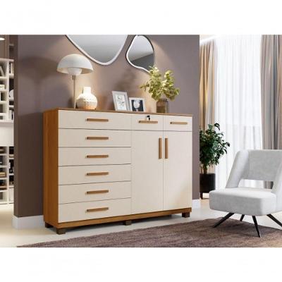 Cômoda New Triunfo 8 Gavetas 2 Portas Benetil Cinamomo/off White