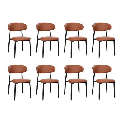 Kit 8 Cadeiras De Jantar Lucy Estrutura Aço Carbono Laminado Preto Com Estofado Poliuretano Caramelo