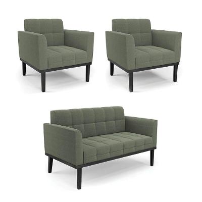 Namoradeira 2 Poltronas Base Madeira Fixa Pto Elisa Bouclê D03 - D?rossi Cor Verde Pistache