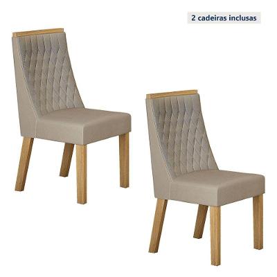 Conjunto 2 Cadeiras Luna Valdemoveis Cinamomo/veludo Bege