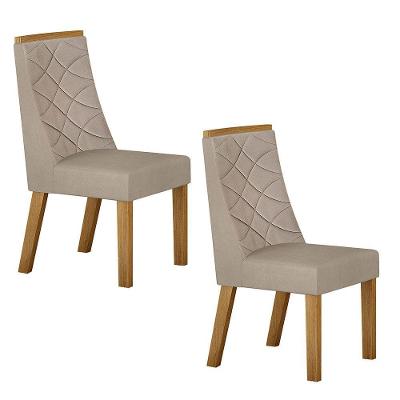 Conjunto 2 Cadeiras Aurora Valdemoveis Cinamomo/veludo Bege
