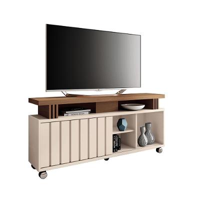Rack Para Sala Bancada De Tv 70 Pol 136cm Sora 1.3 Off White/castanho H01 - D'rossi