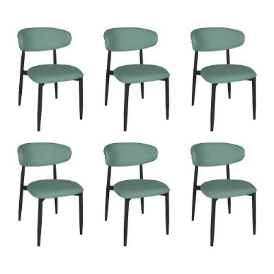 Kit 6 Cadeiras De Jantar Lucy Estrutura Aço Carbono Laminado Preto Com Estofado Linho Verde