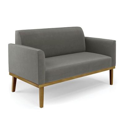 Sofá Namoradeira Base De Madeira Fixa Castanho Marisa Suede D03 - D?rossi Cor Grafite