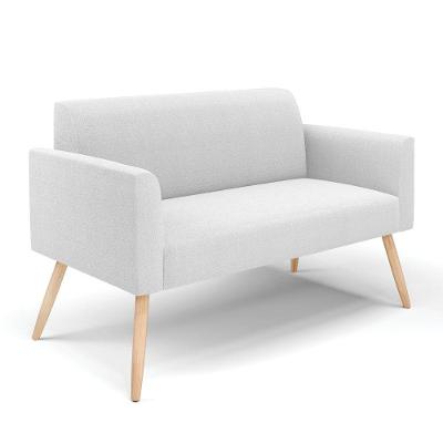 Sofá 2 Lugares Namoradeira Pé Palito Natural Marisa Bouclê Off White D03 - D'rossi