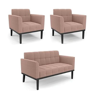 Namoradeira 2 Poltronas Base Madeira Fixa Pto Elisa Bouclê D03 - D?rossi Cor Rose