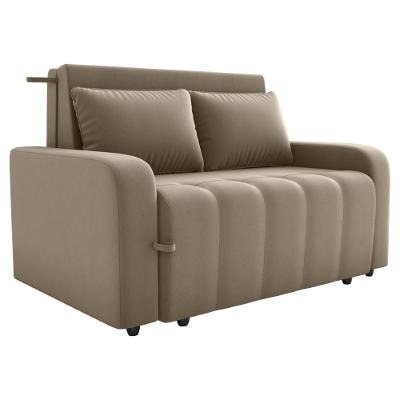 Sofa Cama 2 Lugares 138 Cm Amora Veludo Maserati Milani Store Marrom Claro
