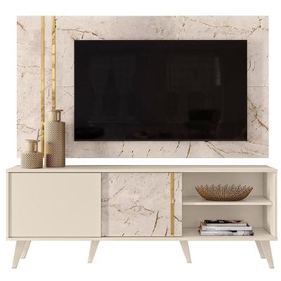 Painel Rack Bancada Tv 60 Pol 160 Cm Cronos Calacata Off White Madetec 