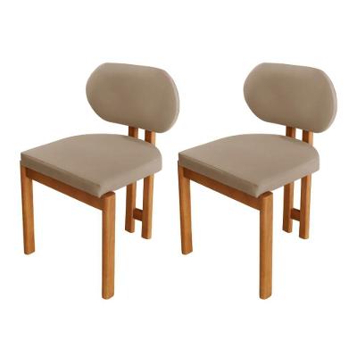 Conjunto Com 2 Cadeiras Madeira Nala Veludo Bege/Imbuia Nat.