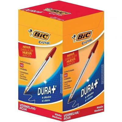 Caneta Esferográfica Bic Cristal Vermelha Ponta Média De 1.0mm 50 Unidades