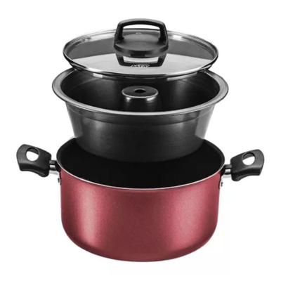 Conjunto Pudim Banho Maria Com Tampa De Vidro 3,2l Cereja