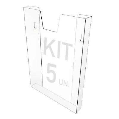 Kit 5 Displays Porta Folha Prontuário Parede A4 Acrílico Ps