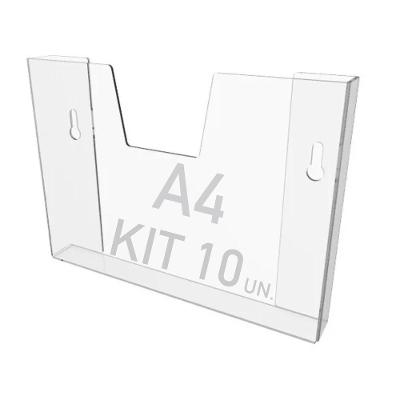 Kit 10 Displays Porta Folha Parede A4 Acrílico Ps Horizontal