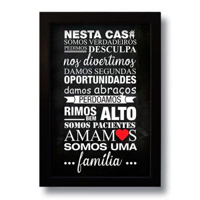 Quadro Decorativo Frase Somos Uma Família 33x43 Cm