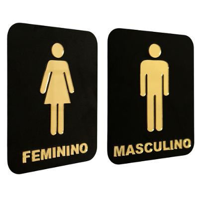 Kit 2 Placas Wc Acrílico Banheiro Masculino Feminino 20x15cm