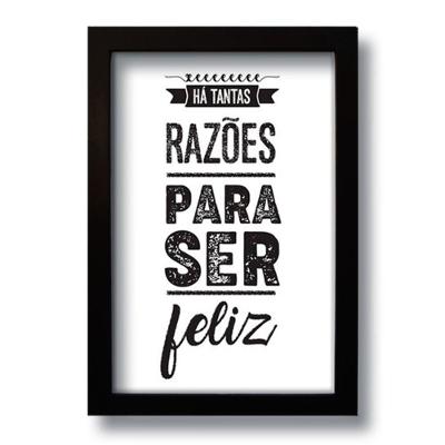 Quadro Decorativo Frase Motivacional Ser Feliz 33x43 Cm