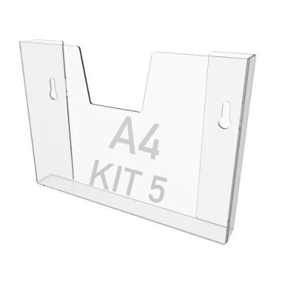 Kit 5 Displays Porta Folha Parede A4 Acrílico Ps Horizontal