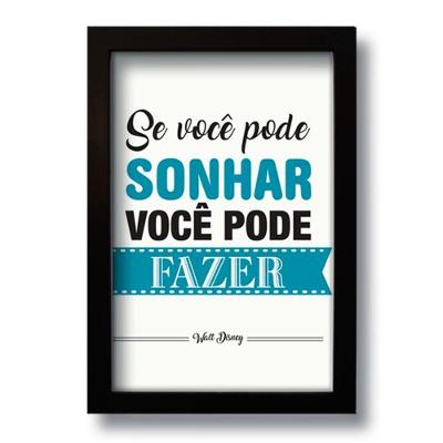 Quadro Decorativo Frase Motivacional Sonhar 33x43 Cm