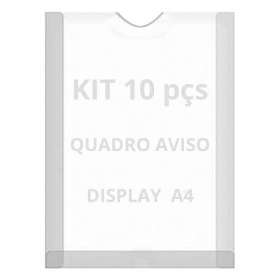 Displays Parede Folha A4 Petg Cristal Quadro Aviso Kit 10 Pçs