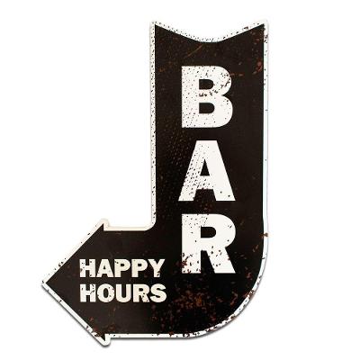 Placa Decorativa Recorte Seta Bar Happy Hours 37x26 Cm