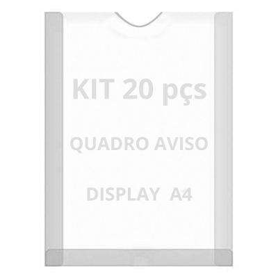 Display Parede Folha A4 Petg Cristal Quadro Aviso Kit 20 Pçs