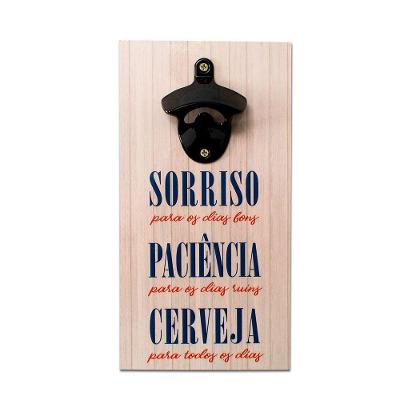 Abridor Garrafas Parede Cerveja Sorriso Mdf Com Imã 25x13 Cm