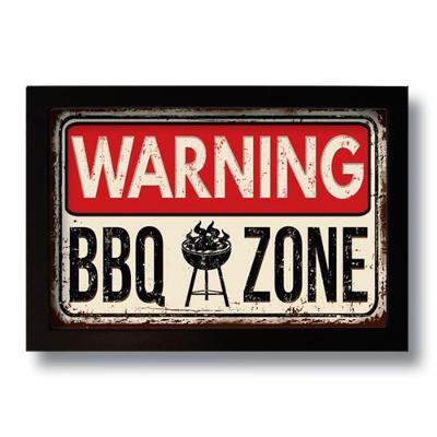 Quadro Decorativo Vintage Bbq Zone Churrasco 33x43 Cm