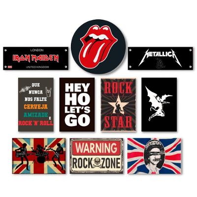 Kit 10 Placas Decorativas Rock Música Bandas Mdf