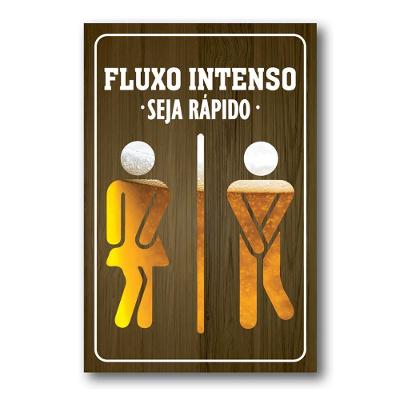 Placa Decorativa Cerveja Fluxo Intenso Banheiro Mdf 20x30 Cm